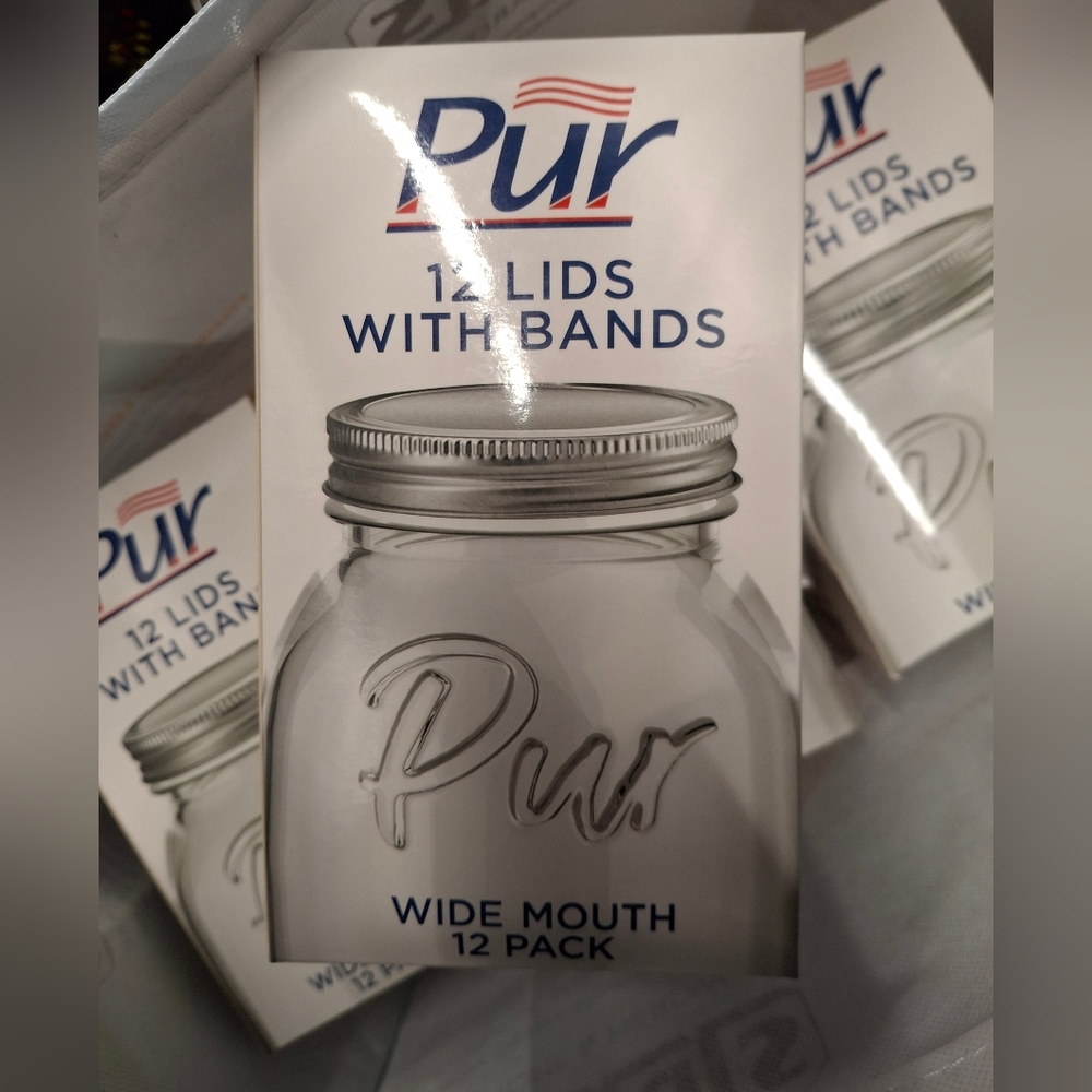 (24) Pur Mason Canning Jar Lid & Bands 12pk Wide Mouth